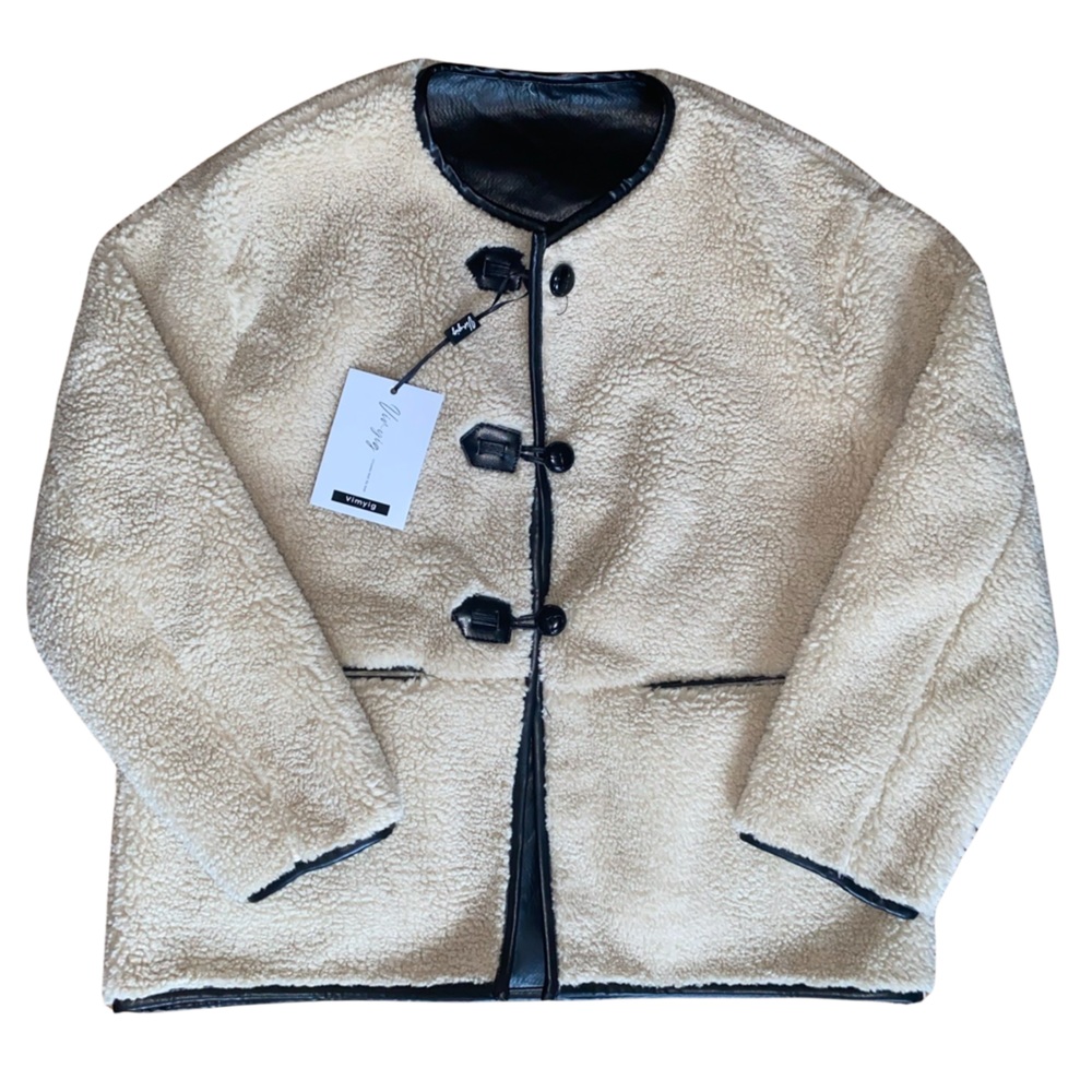 Vimyig women’s warm oversized faux fur fleece jacket